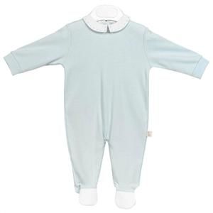 NEW BABY GI baby's collar cotton footie in pale blue/white